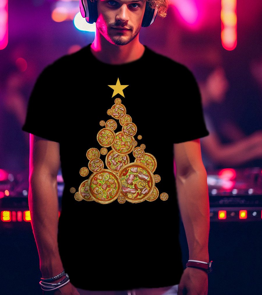 Pizza Christmas Tree Festive Pizza Lover Holiday T-Shirt