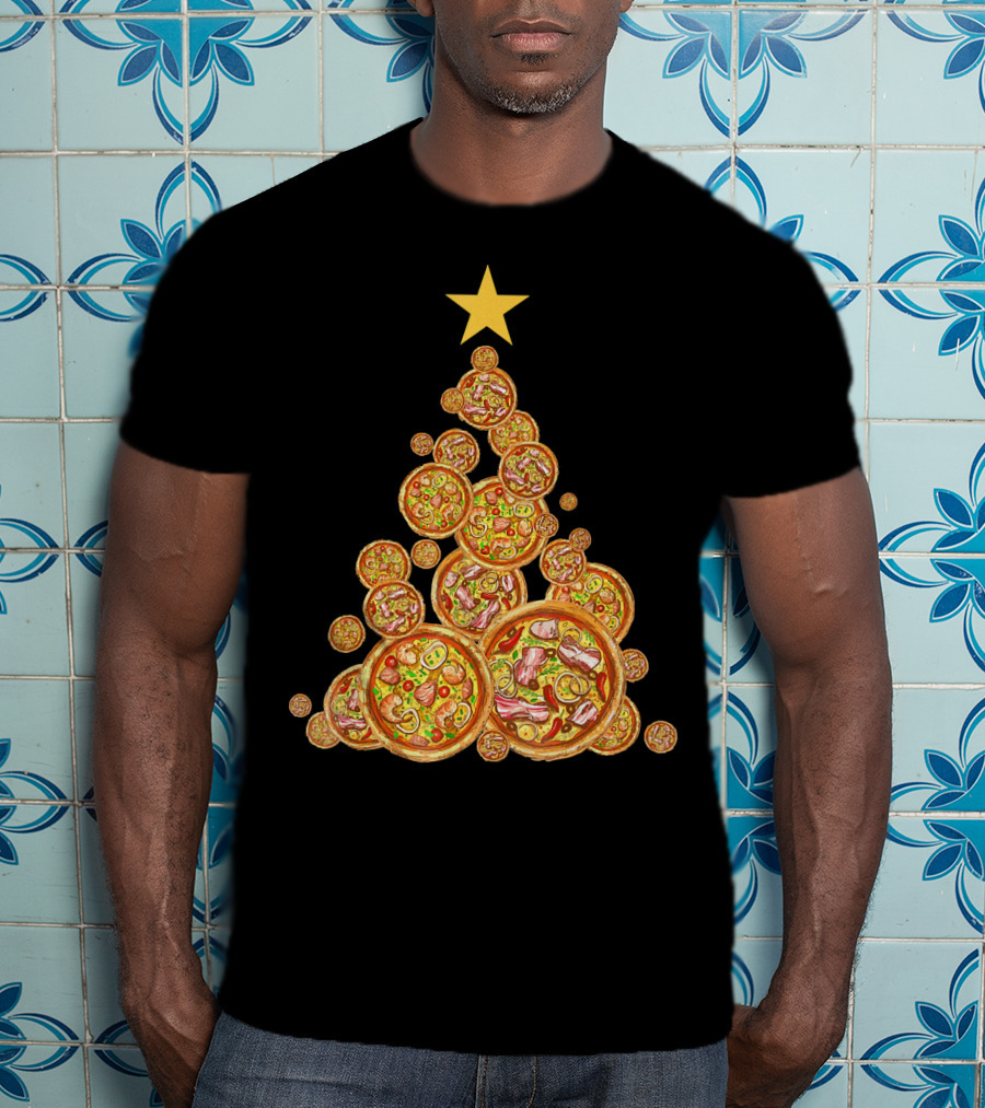 Pizza Christmas Tree Festive Pizza Lover Holiday T-Shirt