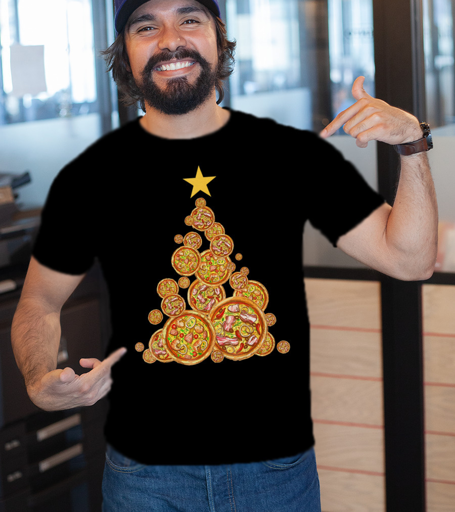 Pizza Christmas Tree Festive Pizza Lover Holiday T-Shirt