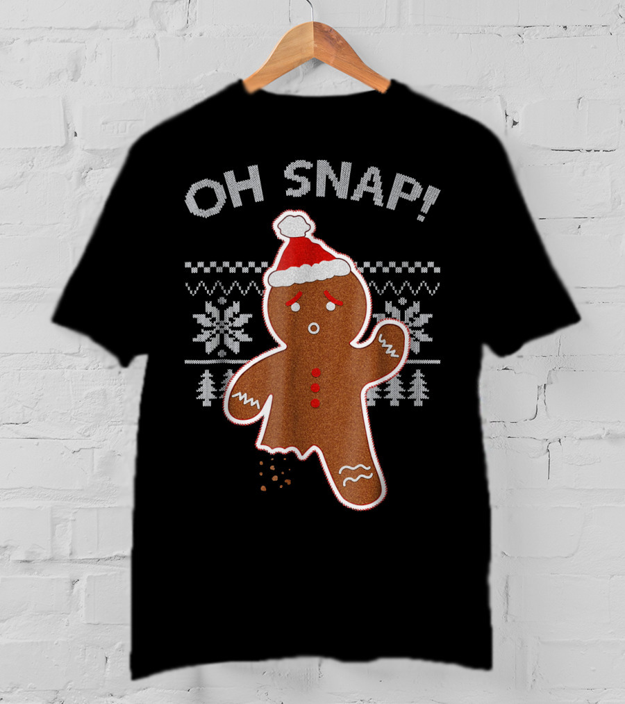 Oh Snap Broken Gingerbread Christmas Knit T-Shirt