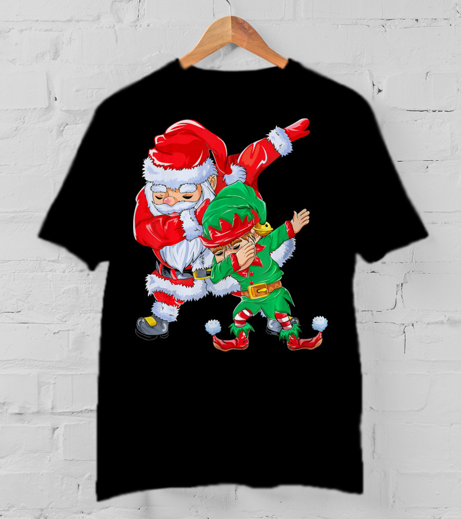 Santa And Elf Performing Dab Dance Moves T-Shirt