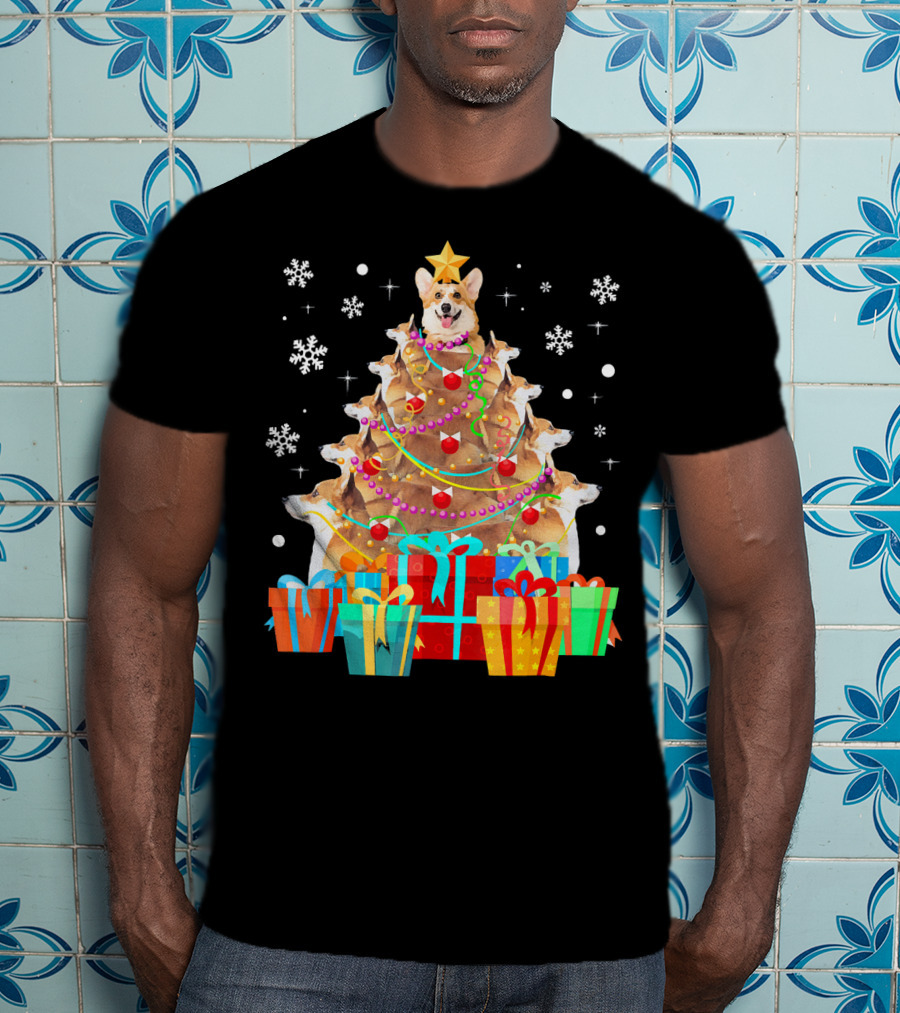 Corgi Christmas Tree With Decorations And Presents T-Shirt