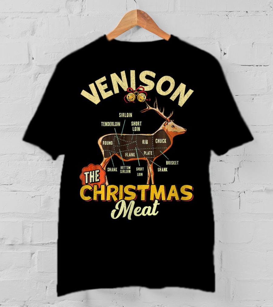 Venison Meat Chart Christmas Cut Diagram T-Shirt