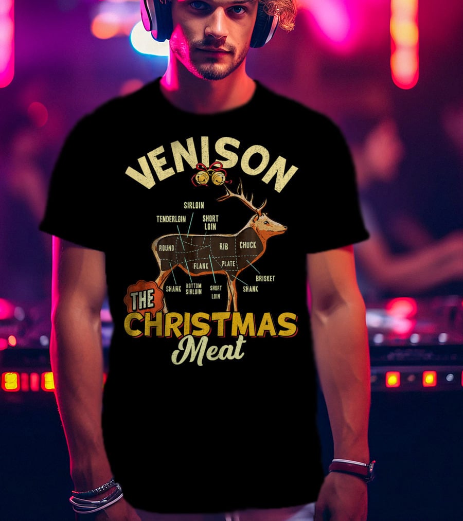 Venison Meat Chart Christmas Cut Diagram T-Shirt