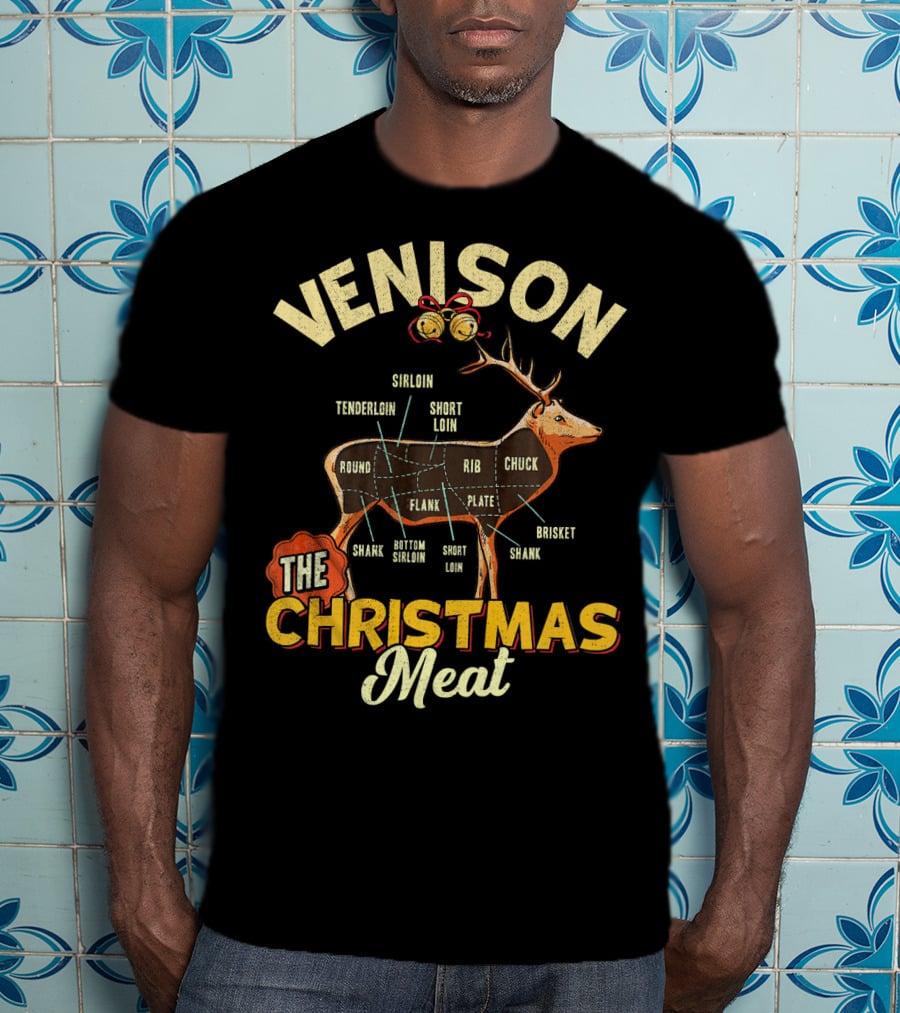 Venison Meat Chart Christmas Cut Diagram T-Shirt
