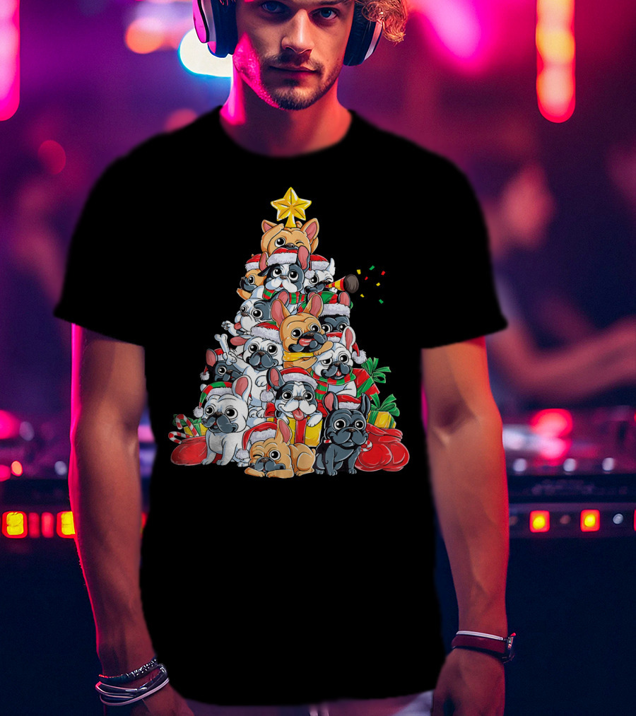 French Bulldog Xmas Tree Holiday T-Shirt
