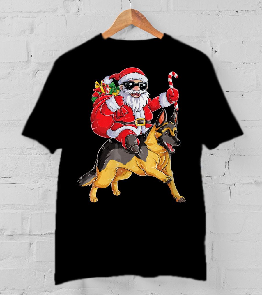 German Shepherd Santa Claus Christmas Fun T-Shirt