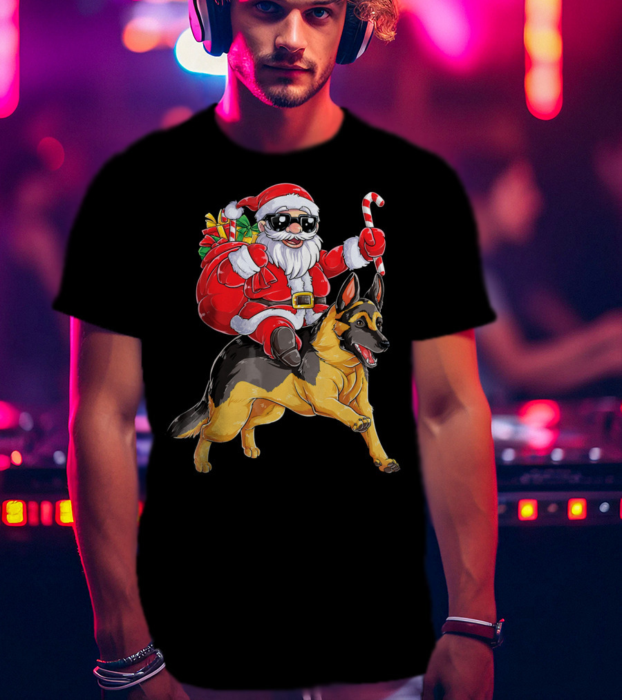 German Shepherd Santa Claus Christmas Fun T-Shirt