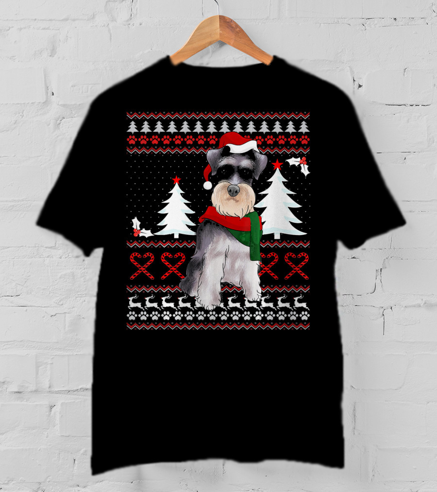 Miniature Schnauzer Christmas Holiday T-Shirt
