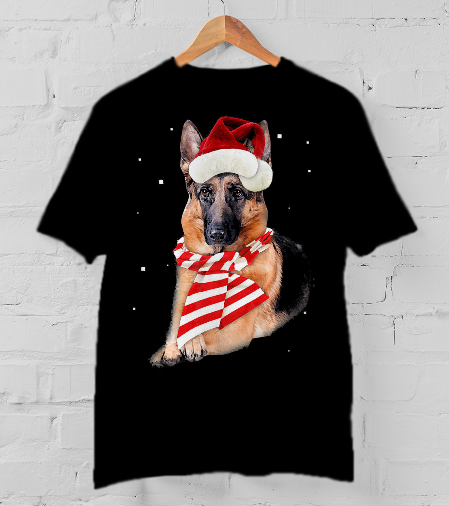 German Shepherd Santa Merry Christmas Holiday Dog T-Shirt