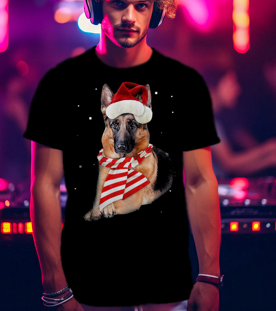 German Shepherd Santa Merry Christmas Holiday Dog T-Shirt