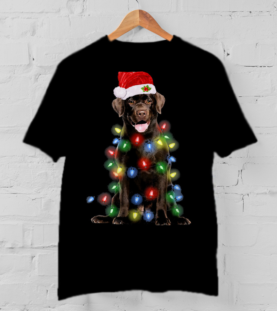 Christmas Lights Labrador Retriever With Santa Hat T-Shirt
