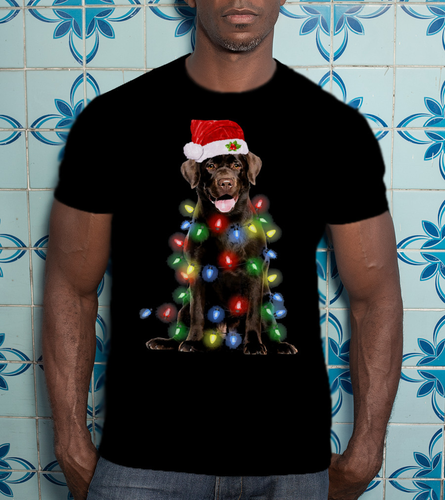 Christmas Lights Labrador Retriever With Santa Hat T-Shirt