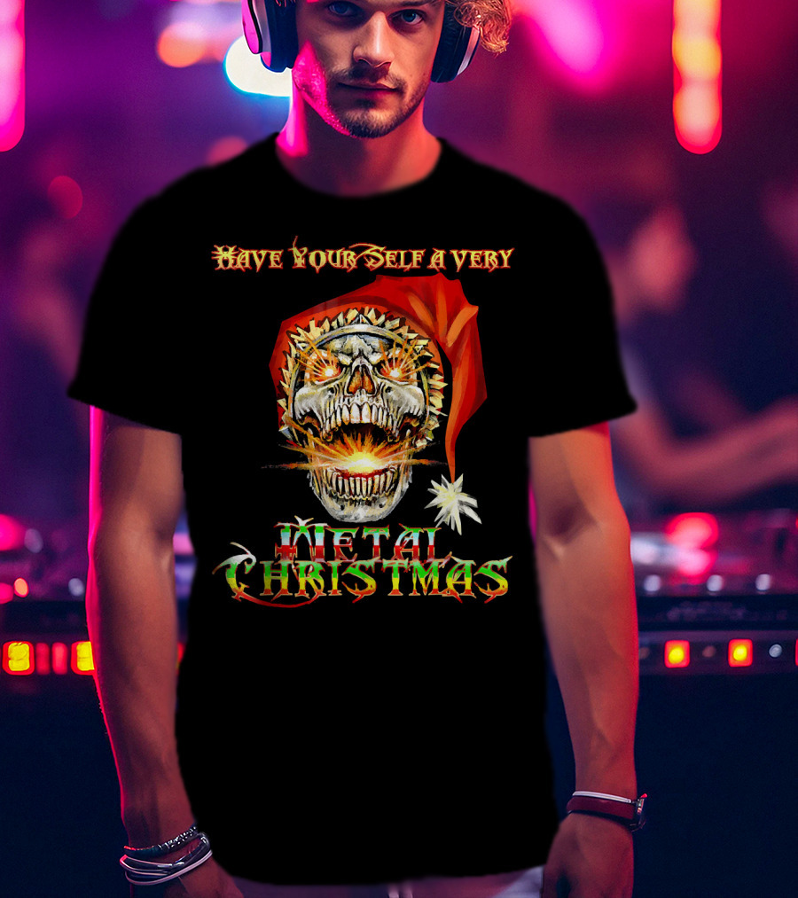 Have Yourself A Very Metal Christmas Skull Santa T-Shirt