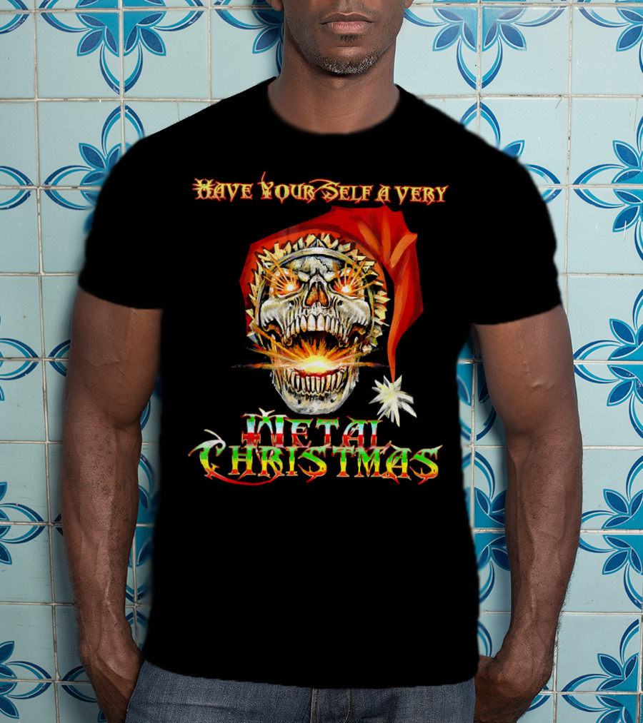 Have Yourself A Very Metal Christmas Skull Santa T-Shirt