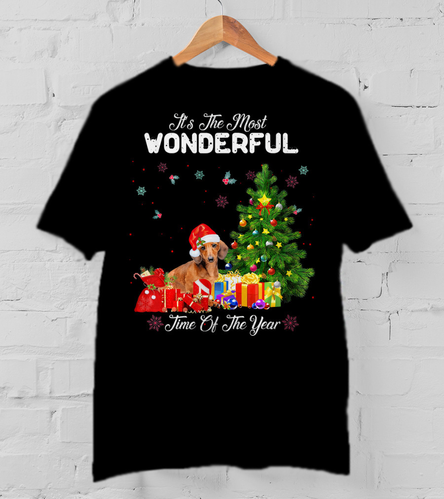 It's The Most Wonderful Time Of Year Dachshund Christmas Tree Presents T-Shirt