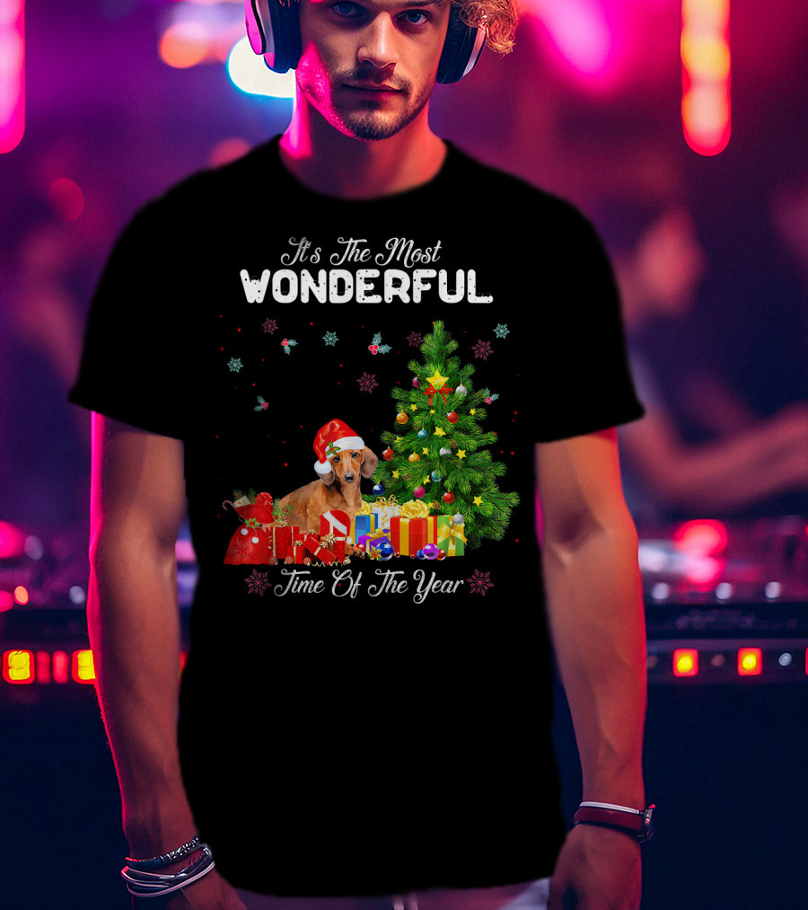 It's The Most Wonderful Time Of Year Dachshund Christmas Tree Presents T-Shirt