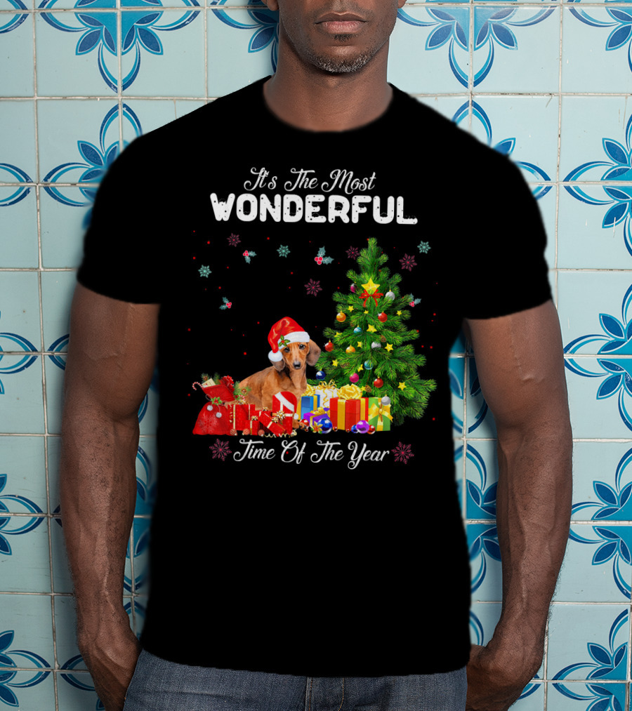 It's The Most Wonderful Time Of Year Dachshund Christmas Tree Presents T-Shirt