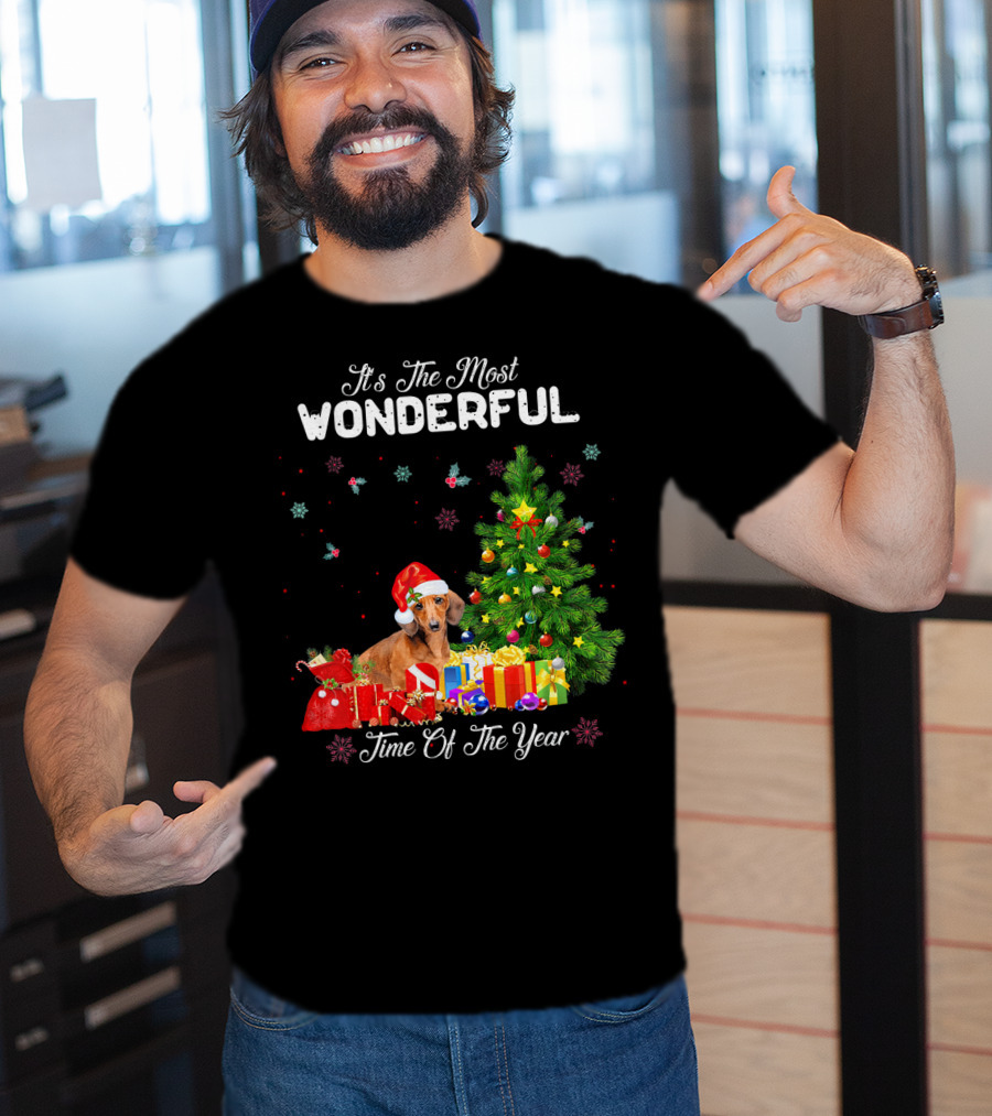 It's The Most Wonderful Time Of Year Dachshund Christmas Tree Presents T-Shirt