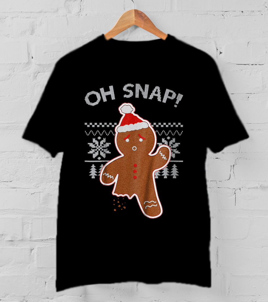 OH SNAP Gingerbread Christmas Sweater Santa Hat T-Shirt