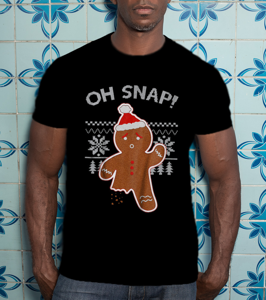 OH SNAP Gingerbread Christmas Sweater Santa Hat T-Shirt