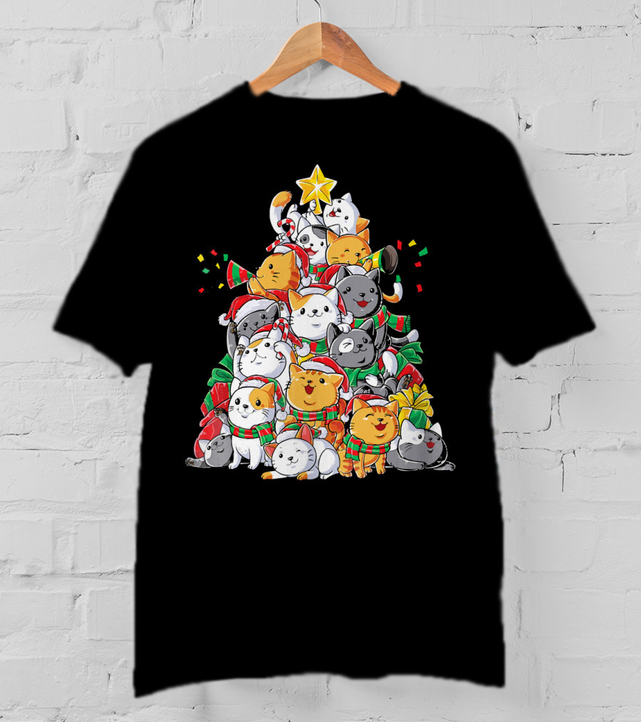 Cat Christmas Tree Meowy Catmas T-Shirt