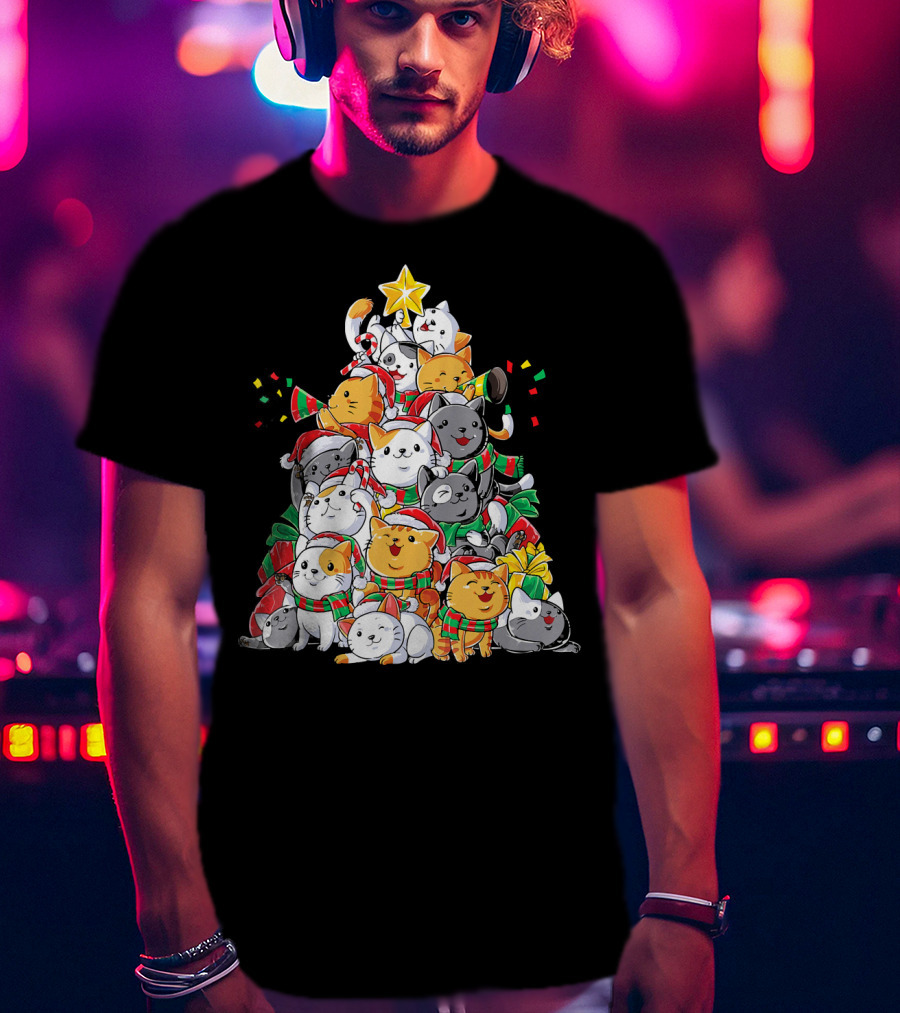 Cat Christmas Tree Meowy Catmas T-Shirt