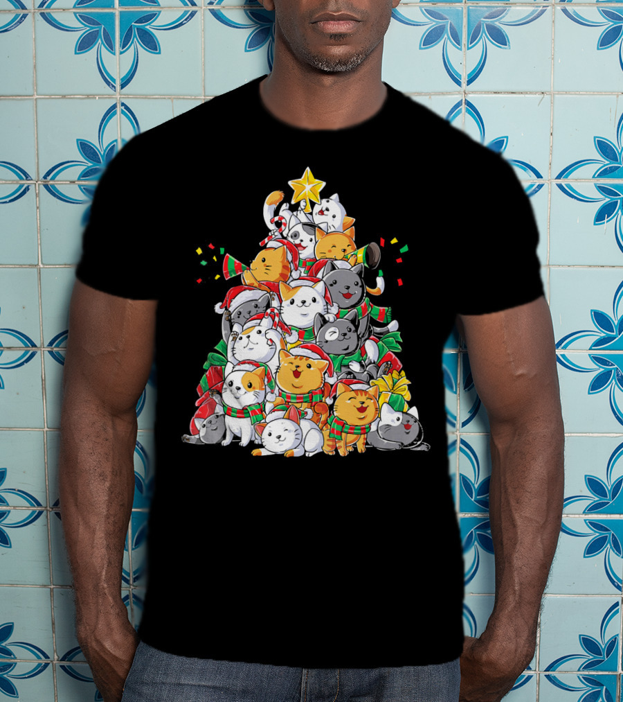 Cat Christmas Tree Meowy Catmas T-Shirt