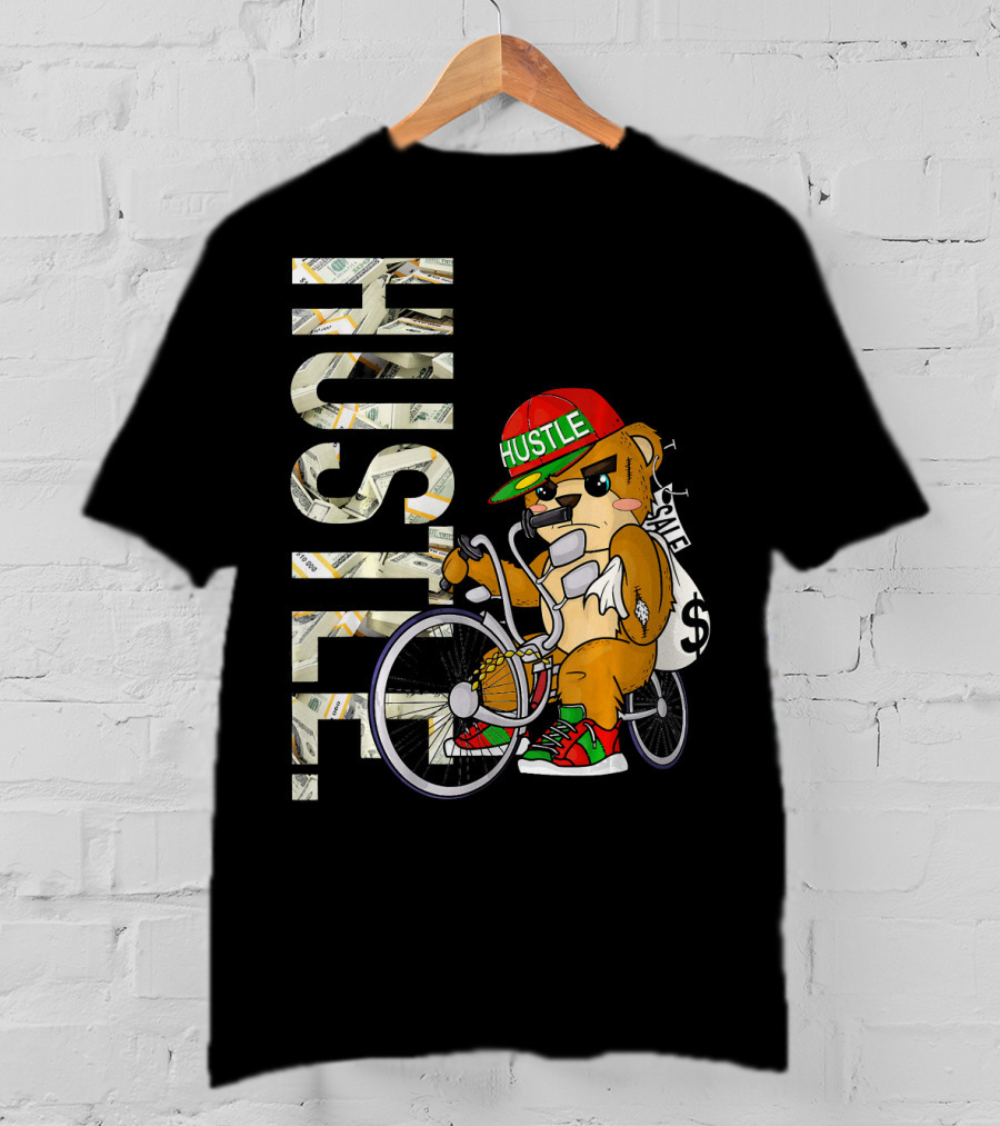 Hustle Teddy Dollar Shades Cap Low Rider Bike T-Shirt