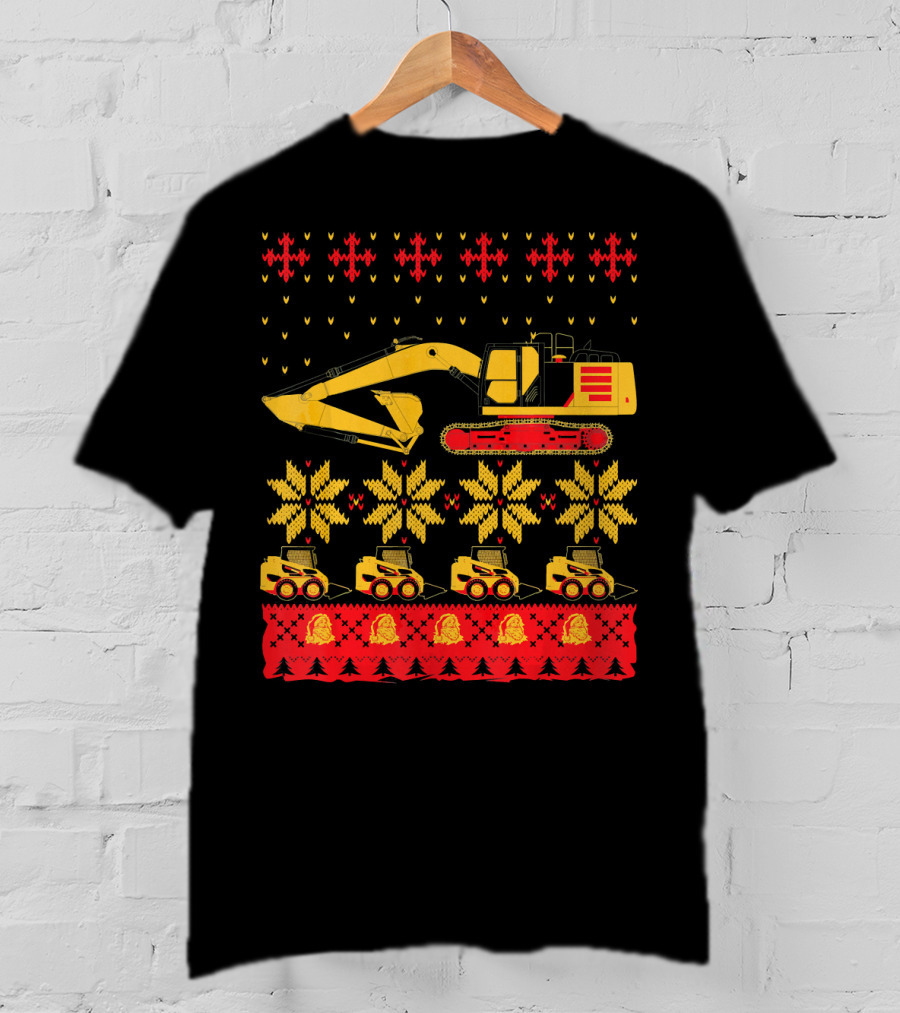 Construction Excavator Christmas T-Shirt