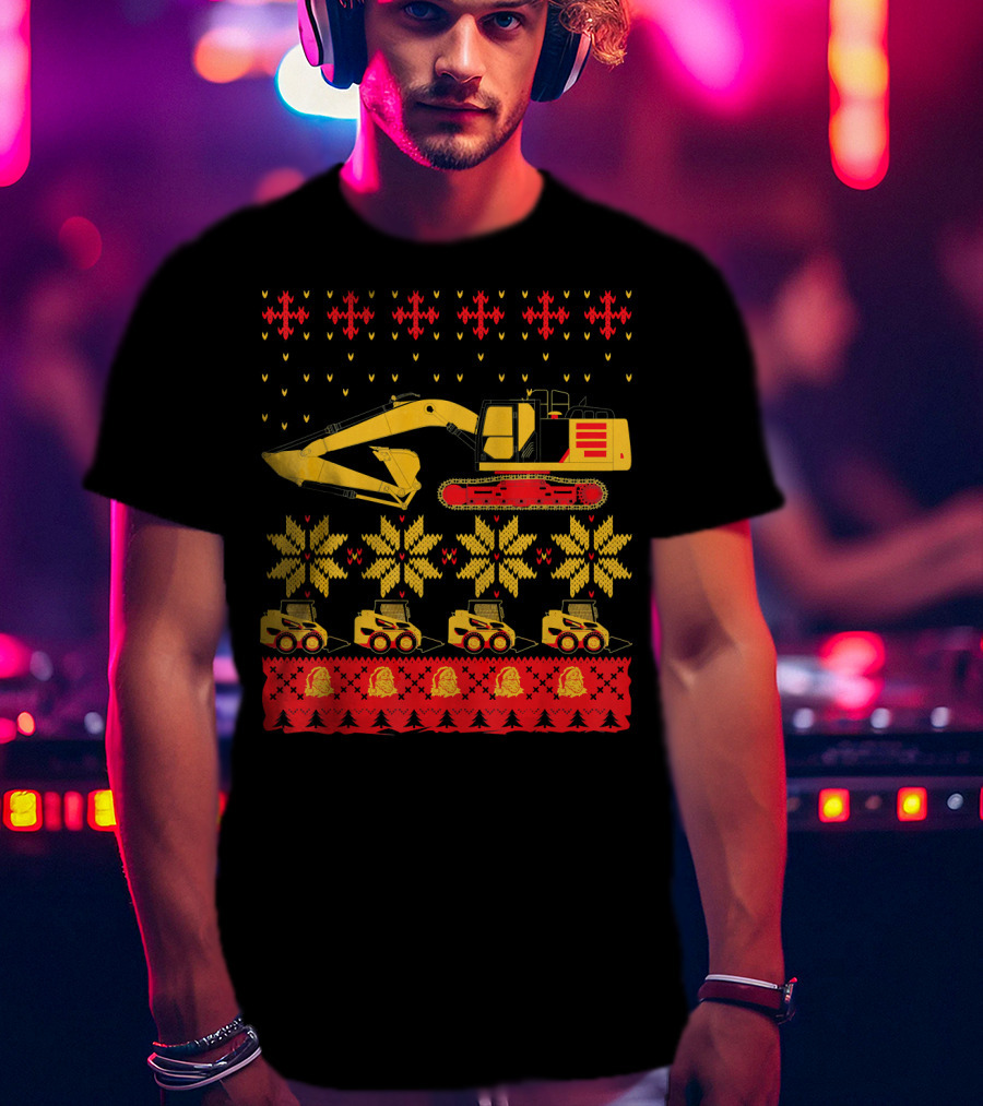 Construction Excavator Christmas T-Shirt