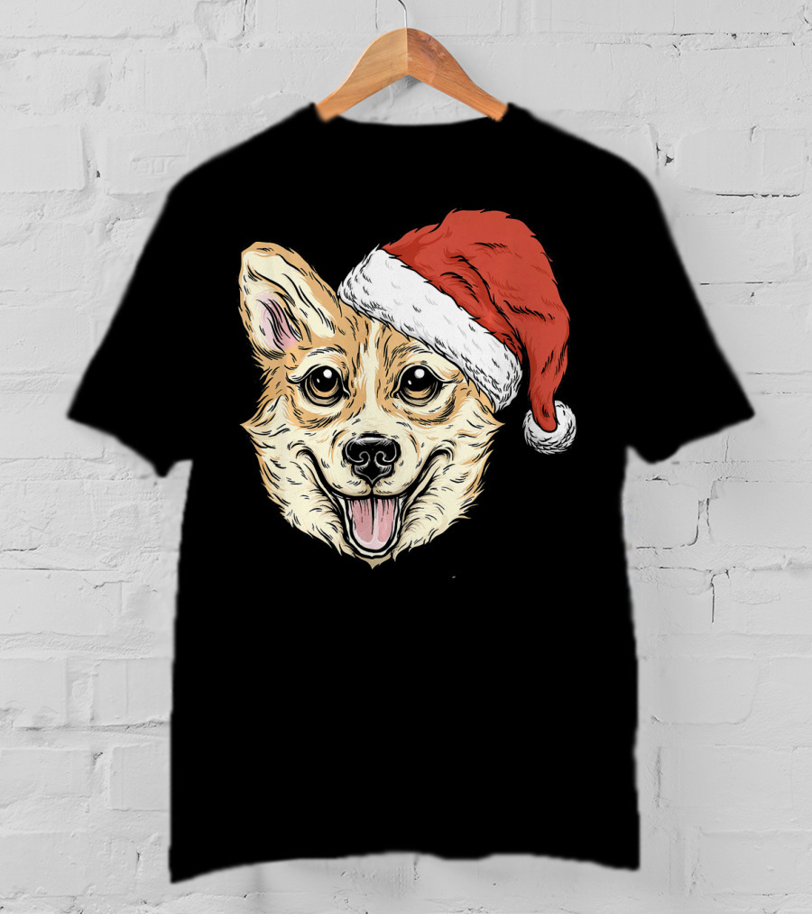 Corgi Dog Santa Hat Funny Christmas Corgi T-Shirt