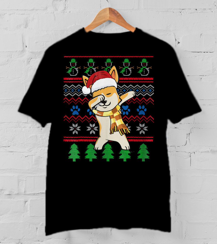 Corgi Dabbing Santa Hat Ugly Christmas T-Shirt