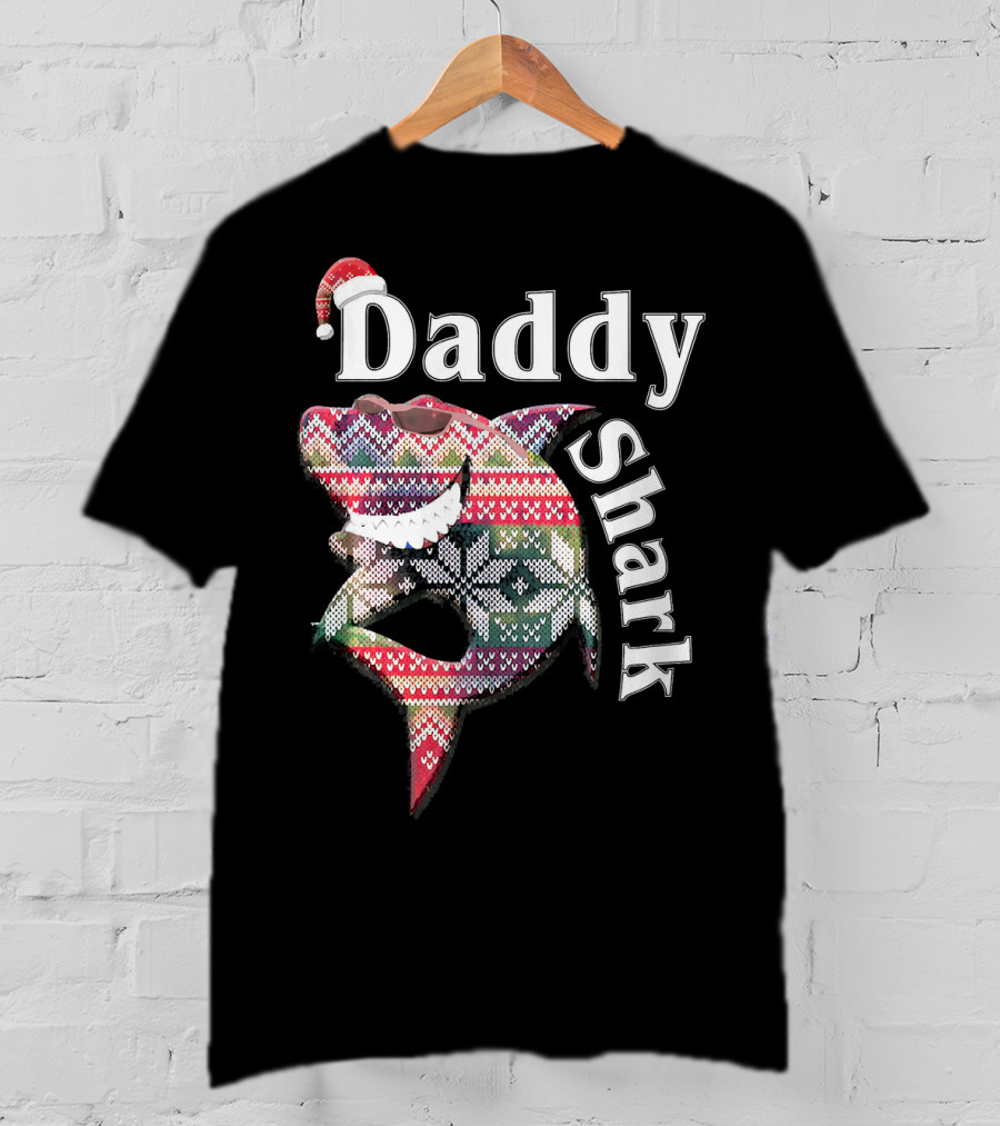 Daddy Shark Christmas Santa Hat T-Shirt