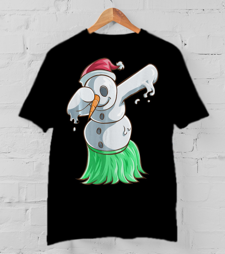 Christmas In July Dabbing Snowman Tropical Hula Dance T-Shirt