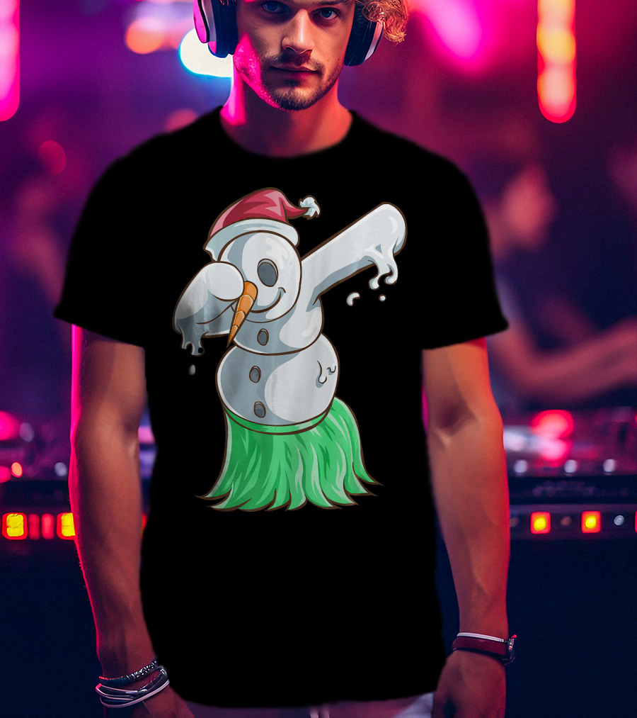 Christmas In July Dabbing Snowman Tropical Hula Dance T-Shirt