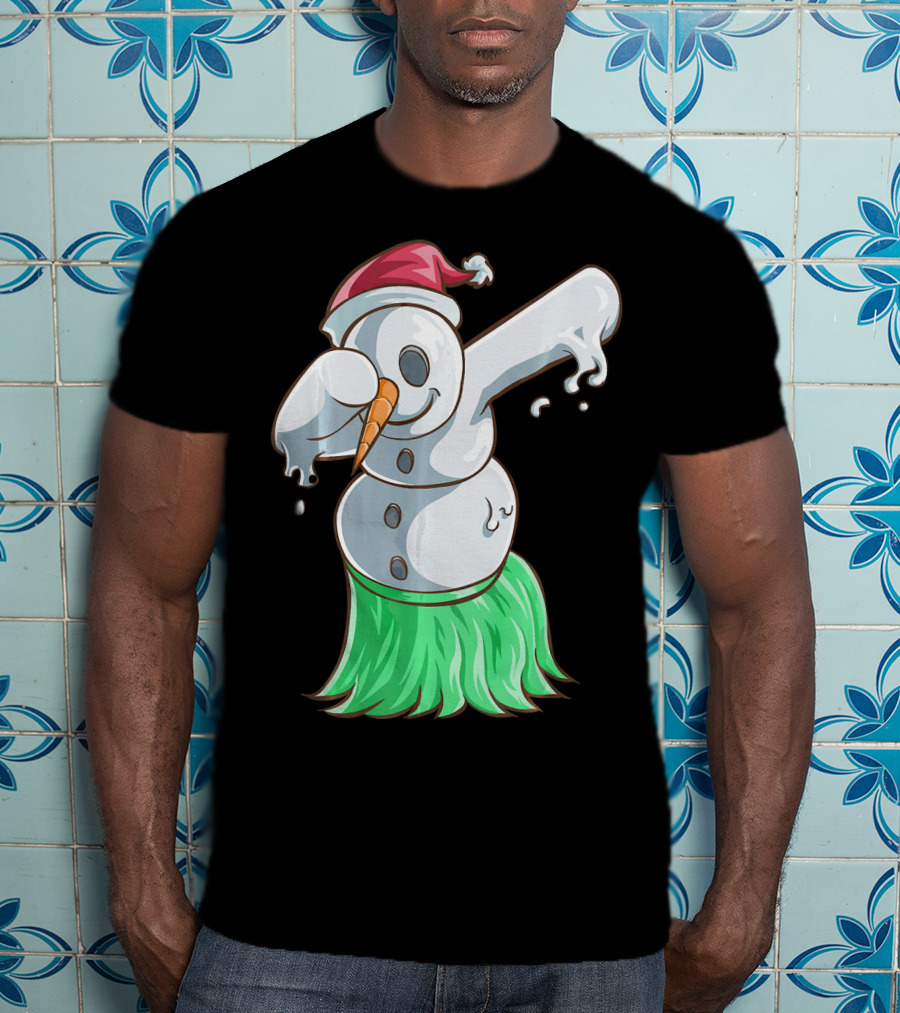 Christmas In July Dabbing Snowman Tropical Hula Dance T-Shirt
