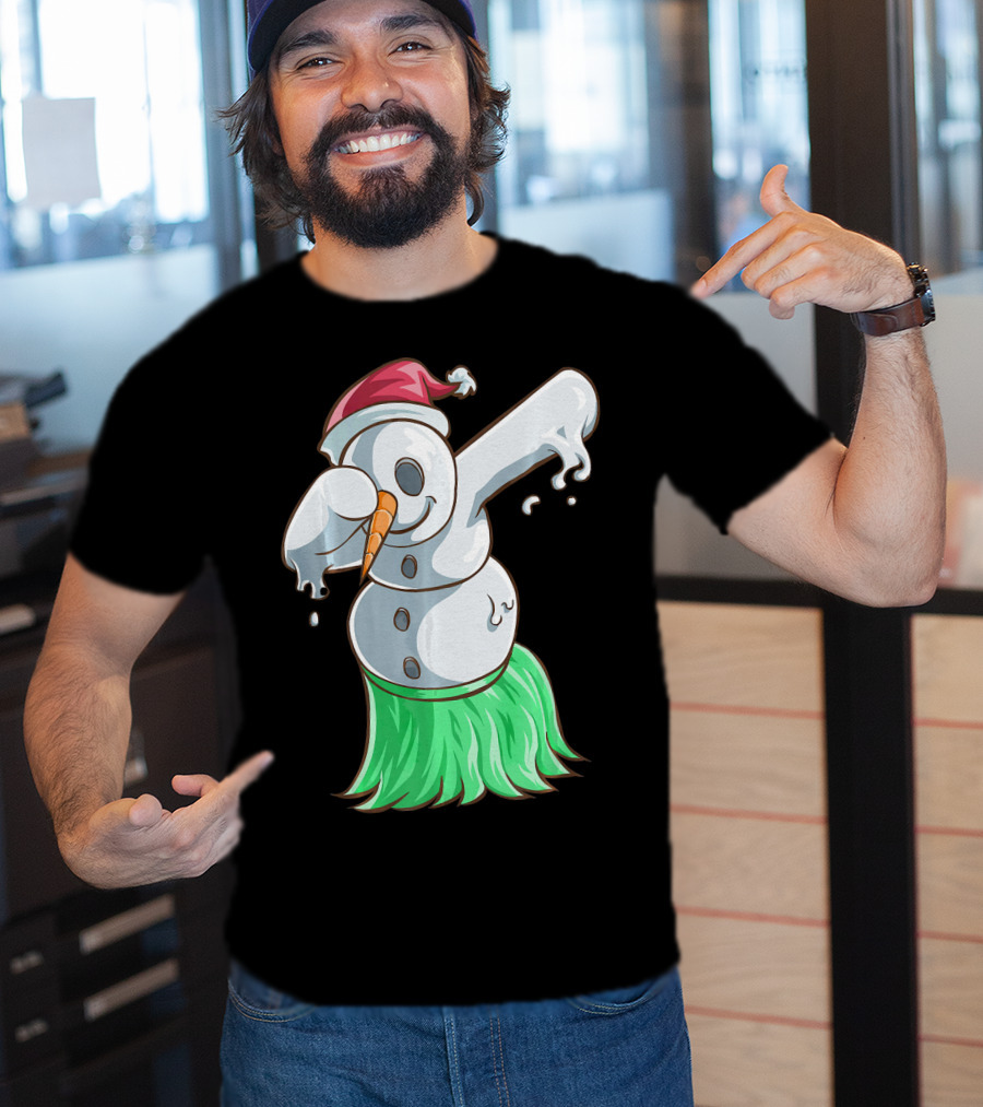 Christmas In July Dabbing Snowman Tropical Hula Dance T-Shirt