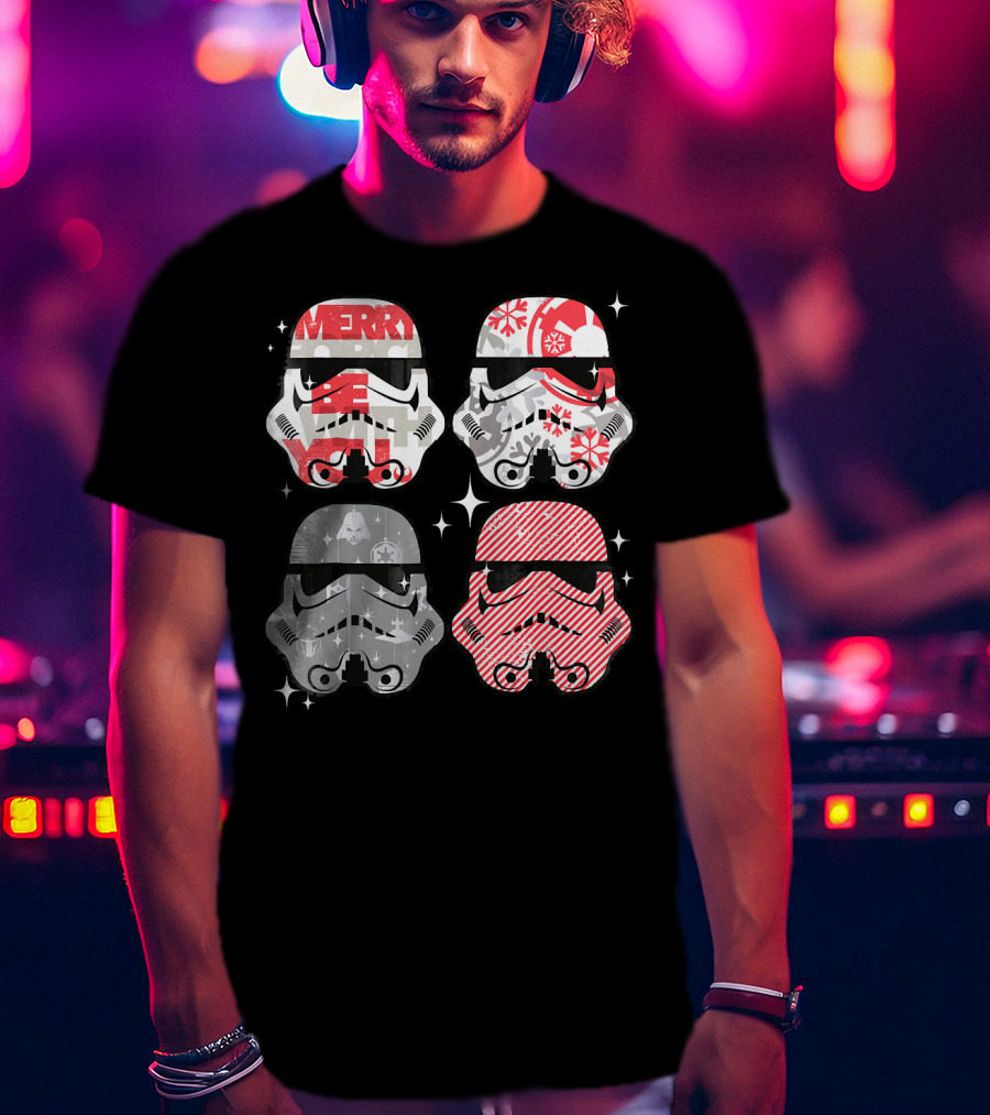 Star Wars Merry Troopers Christmas Snowflakes And Stripes T-Shirt