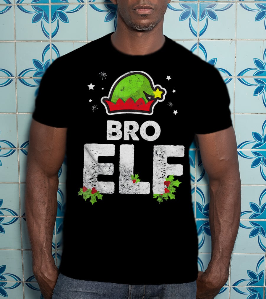 Bro Elf Christmas Family Brother Matching Holiday T-Shirt
