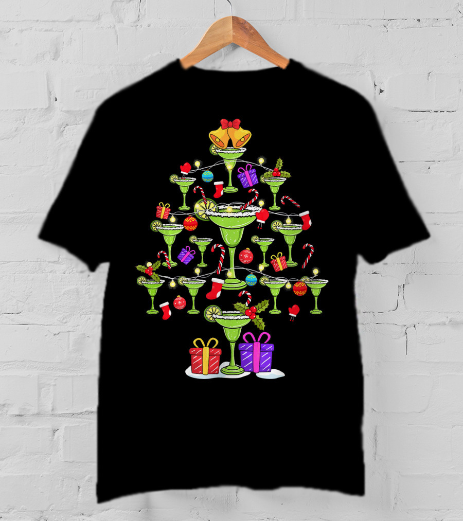 Margarita Christmas Tree With Mexican Holiday Decorations T-Shirt