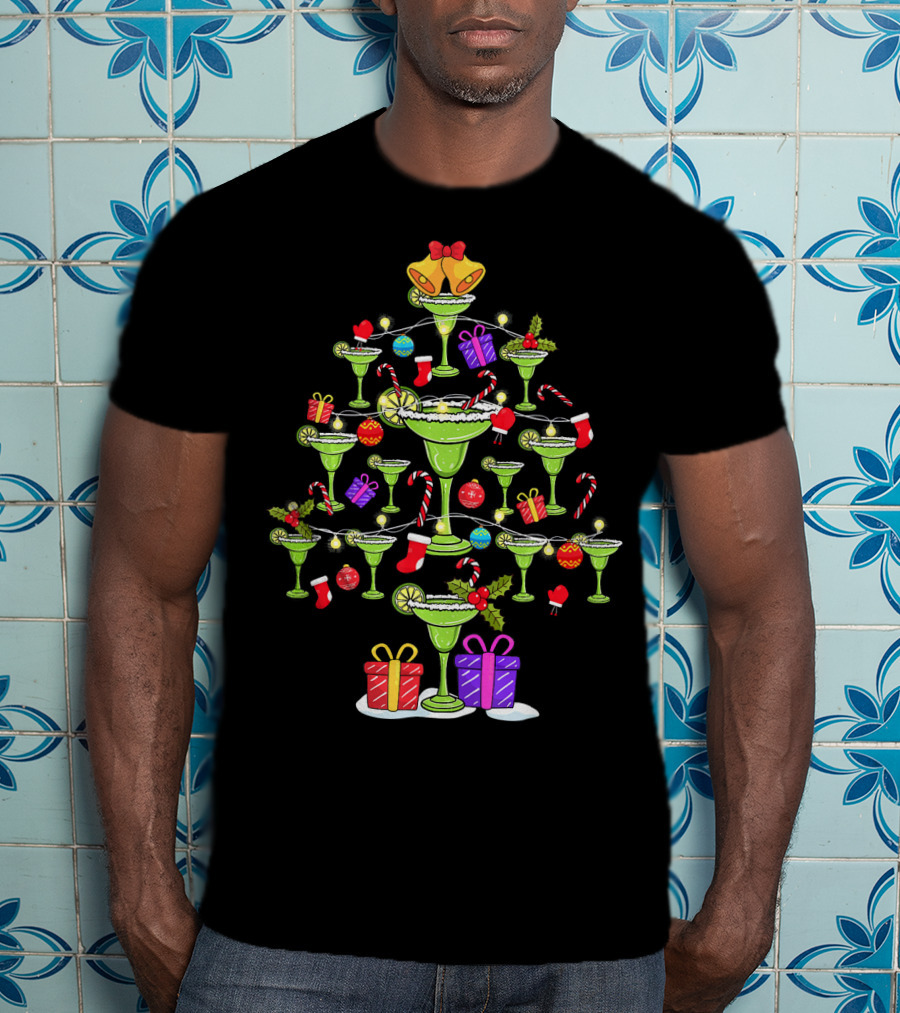 Margarita Christmas Tree With Mexican Holiday Decorations T-Shirt