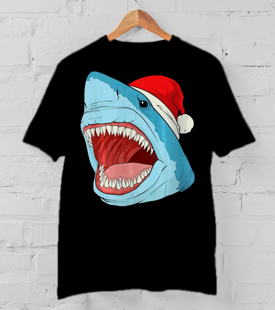 Santa Jaws Cool Christmas Shark Holiday Humor T-Shirt