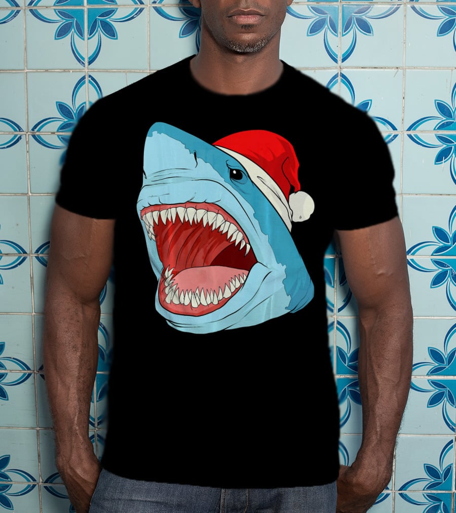 Santa Jaws Cool Christmas Shark Holiday Humor T-Shirt