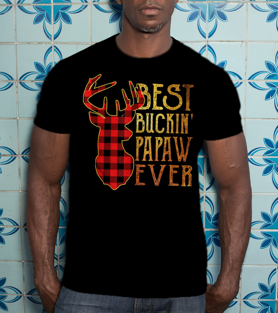 Best Buckin' Papaw Ever Reindeer Plaid T-Shirt