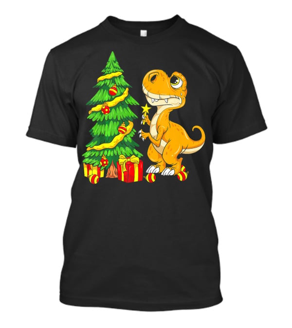 Tree Rex Christmas Dinosaur Funny Rex Holiday Scene T-Shirt
