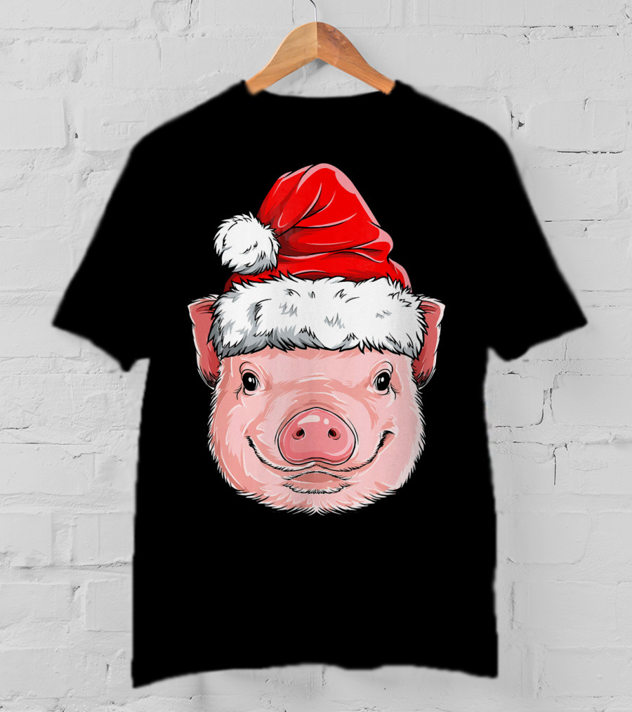 Pig Santa Christmas Santa Hat T-Shirt