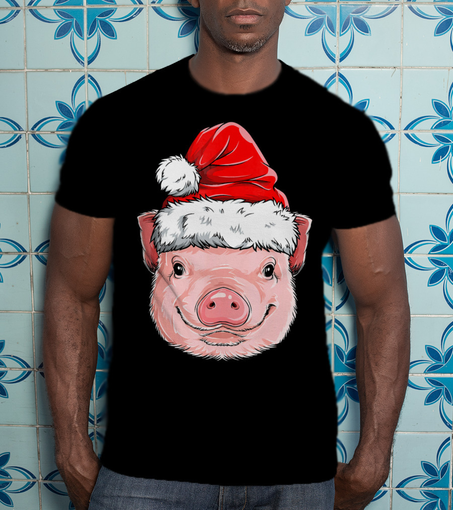 Pig Santa Christmas Santa Hat T-Shirt