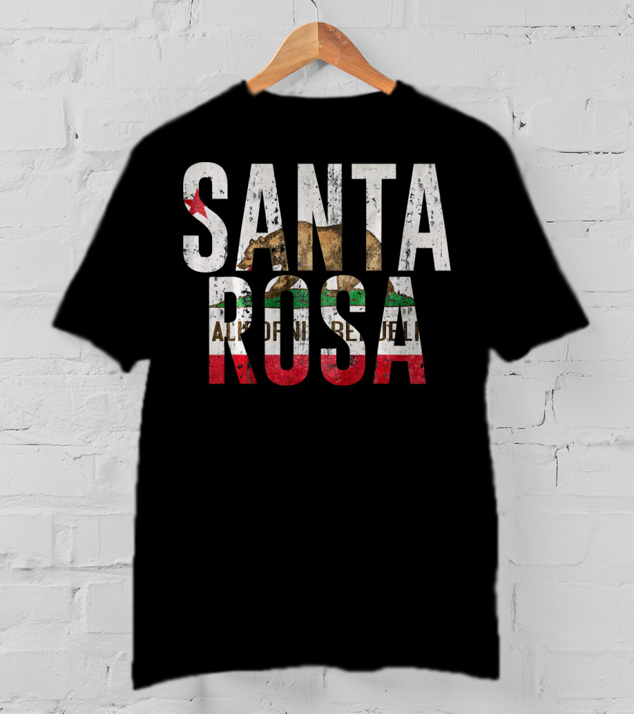 Santa Rosa California CA City Flag Bear T-Shirt