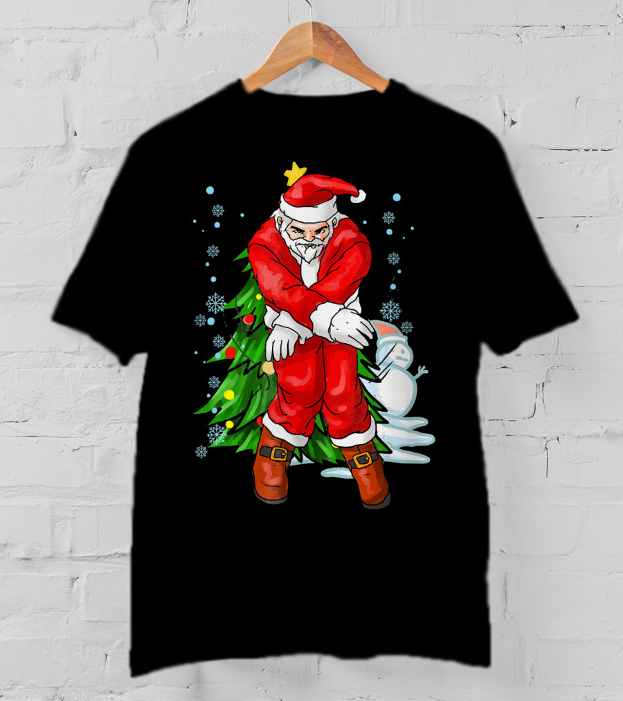 Santa Claus Funny Dance Holiday Christmas Tree Snowman T-Shirt